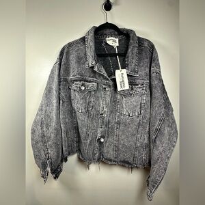 Savanna Jane Plus Size Chain Fringe Denim Jacket NWT Cropped Distressed Western